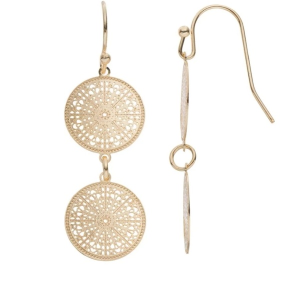 🌞Gold disc dangle earrings - Picture 3 of 3